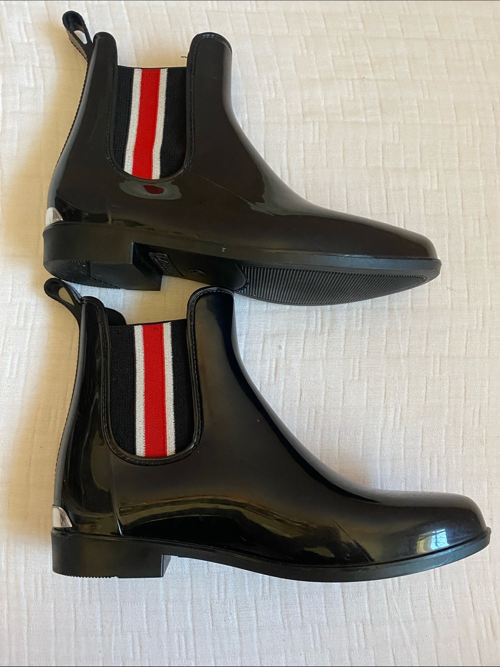 RALPH LAUREN Black Patent Chelsea Rain Ankle Boots